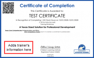 TECPDS certificates can now added trainer information