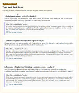 TECPDS AI report example providing suggested next best steps.