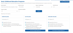 Early Childhood Education programs offered by colleges and unversities.